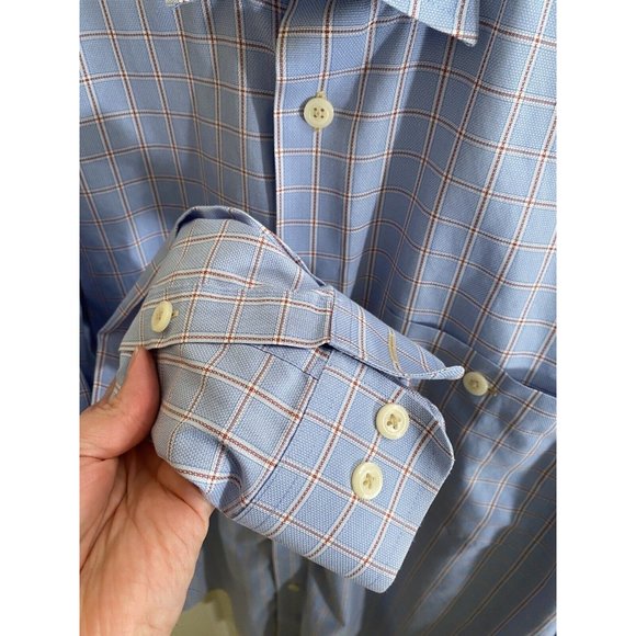 Orvis Signature Adult M Blue Check Long Sleeve Button Up Business Casual Mens - Picture 7 of 8